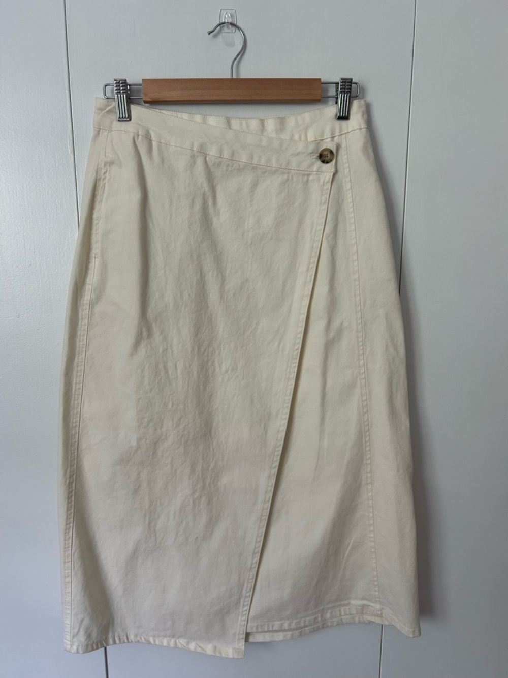 Universal Thread Cream Wrap-Front Midi Skirt